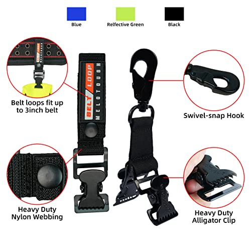 MELOTOUGH Firefighter Glove Strap | Work Glove Holder Clip with Glove Leash Swivel Snap Hook,Alligator Clip - color: Black