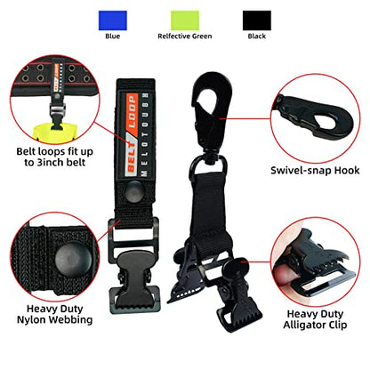 MELOTOUGH Firefighter Glove Strap | Work Glove Holder Clip with Glove Leash Swivel Snap Hook,Alligator Clip - color: Black