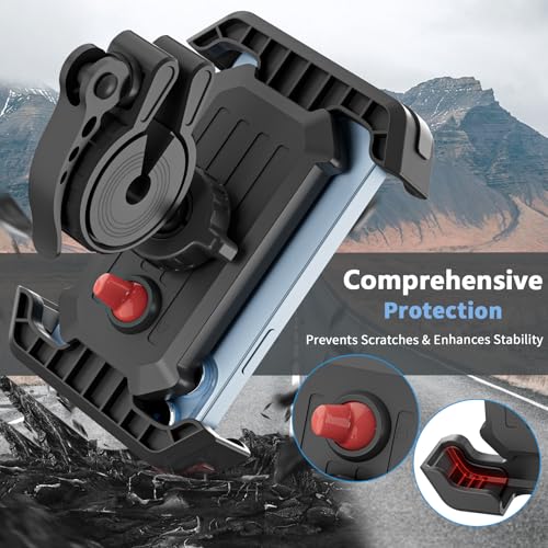 Bike Phone Holder, Anti-Shake Motorcycle Phone Mount with Security Lock, Handlebar Cell Phone Clamp for Bicycle Scooter Ebike Stroller for iPhone 16 15 14 Pro Max, 4.7-6.8" Phones