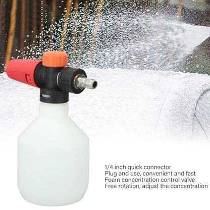 Foam Cannon Pressure Washer, Adjustable Snow Foam Sprayer Cleaning Kit for Cars Trucks 1/4 Inch Quick Connector Brass Plastic 500ML Round 1 Pack
