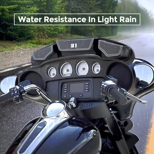 KEMIMOTO Windshield Bag Batwing Fairing Pouch Compatible with 2014-2024 2025 Touring Street Glide Road Glide FLHX FLH Pouch Pocket with White Stitching - style: After 2014