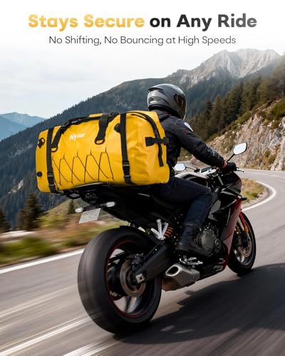60L Waterproof Duffel Bag Motorcycle Dry Bag Backpack, Heavy-Duty Roll-Top Waterproof Bag with Sealed Seams & Waterproof Zipper for Riding, Kayaking, Camping & Travel (Yellow) - color: Yellow
