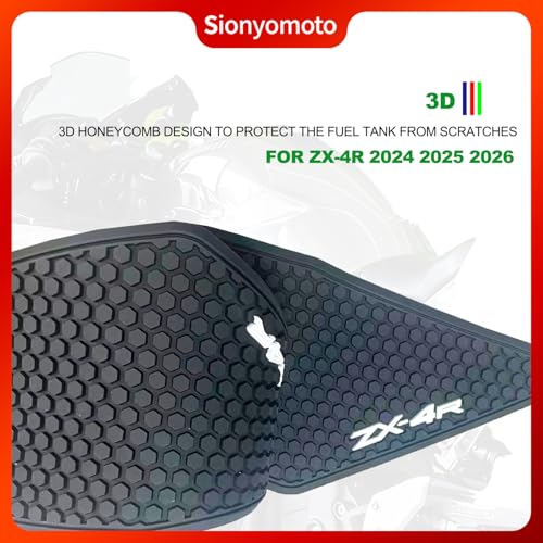 Fuel Gas Tank Pad Protector Stickers Decal Set Compatible with ZX4R ZX-4RR zx4rr zx-4r 2026 2023- Anti-Slip Protective Kit, Black | 5-Piece