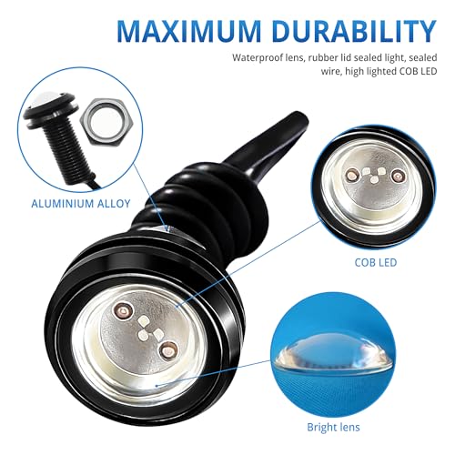 23mm DC 12V Eagle Eye COB LED Car Fog DRL Light, Blue | Black Shell, 4Pcs, Daytime Running Light, Backup Reverse Tail Rock Lights, For Car and Motorcycle - color: Blue