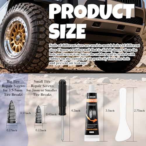 30 PCS Tire Repair Rubber Nails, 10mL Repair Glue, Vacuum Tires, Flat tire Repair Fast Plug Tool Kits, Self-Service Car Puncture Repair Screws with Screwdriver, Set for Car, Motorcycle, Jeep, Bike.
