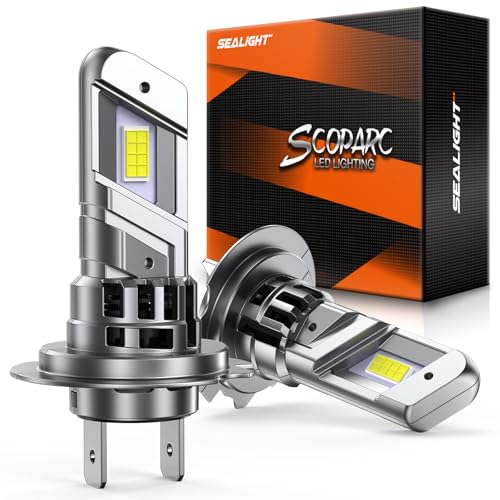 SEALIGHT H7 Fog Bulb 40000LM Super Brigh, 6500K Cool White with Cooling Fan, 1:1 Mini Size Light Bulbs, Plug-N-Play, Pack of 2 - size: H7