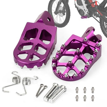 XINGWU Dirt Bike Foot Pegs for Surron Light Bee X/S E-Ride Pro SS/SR/S Talaria MX3 MX4 Segway X160/X260 CRF150F 230F 250F Electric Dirt Bike Foot Peg Rests (Purple) - color: Purple