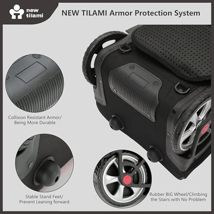NEW TILAMI 20" Rolling Backpack for Teens Adults, Climbing Stairs Waterproof Backpack with Wheels for School Business Trave Camping with Laptop Compartment, Fit 17 Inch Laptop, Black - color: Black