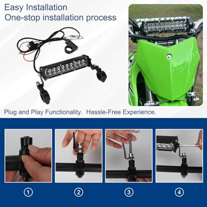 Headlight Bar Dirt Bike LED Lightbar Motorcycle Light Kit 60W for 7/8" Handlebars for Taotao Apollo Honda Yamaha Kawasaki Suzuki KLX110 YFZ450 CRF110 YZ250F CRF250F TTR110 XR150L ATV 4Wheel - color: Single Switch