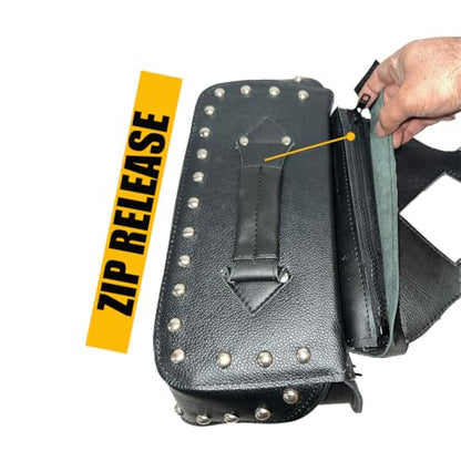 Motorcycle Saddlebags, 33L Large Capacity Saddle Bags Motorcycles, Genuine Leather Motorcycle Luggage Bag, Universal Motorcycle Throw Over Saddlebag, Black, HD-SAD551S