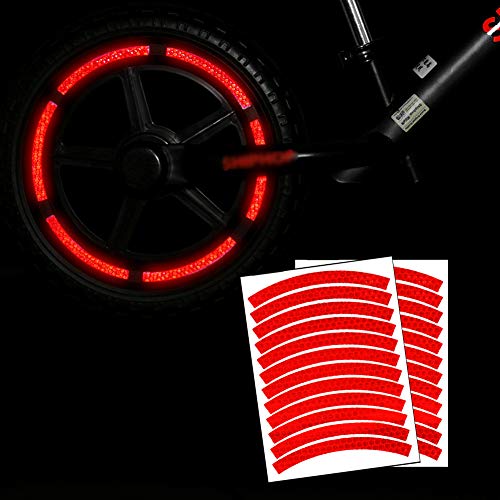 24pcs 9cm 2.7" Reflective Wheel Rim Stripe Decal Sticker for 12" Motorcycle Wheels Car Cycling Bike Bicycle Night Safety Decoration Stripe Kids Rim Stickers (Red) - color: Red