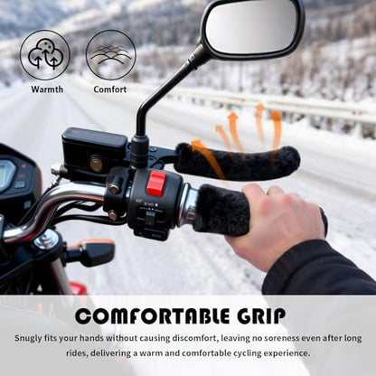 4PCS Soft Plush Motorcycle Handlebar Grips & Brake Covers,Anti-Slip Motorcycle Grips Covers for Comfortable Grip,Winter Essentials Motorcycles Accessories for Bike,Dirt Bike,ATV