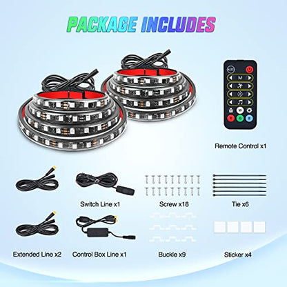 Nilight Truck Bed Light Strip RGB-IC LED Bar for Pickup Multi Dream Color DIY Music Synchronous with APP and RF Remote Control 2PCS 60 inch Cargo Lighting - color: 2Pcs 60Inch RGBIC Bed Strip w/Remote+APP