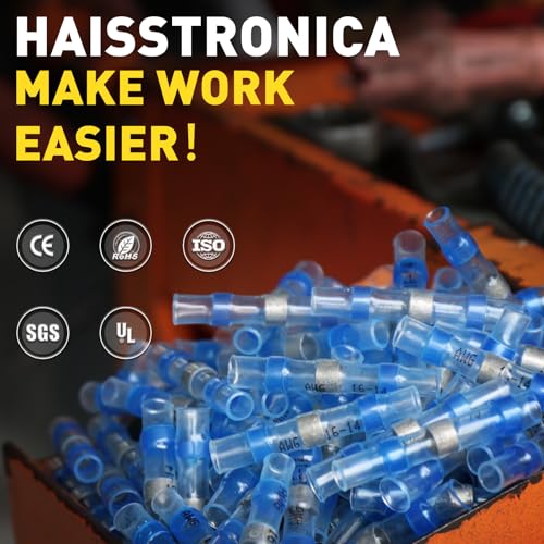 haisstronica 180PCS Solder Seal Wire Connectors-Waterproof Solder Wire Connectors kit-Heat Shrink Butt Connectors for Marine,Watercraft,Electrical,Electronics,Aircraft,Boat,Truck,Stereo,Joint - style: 180PCS