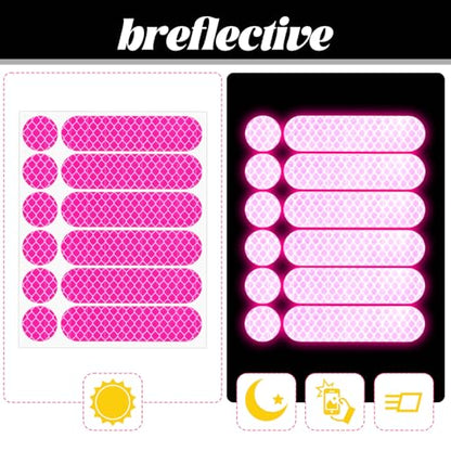 12PCS Pink Reflective Helmet Tape, Pink Reflective Motorcycle Helmet Decals Night Visibility Reflectiv Safety Decals Motorcycle Helmets Stickers for Motorcycles Scooters Bike Helmets