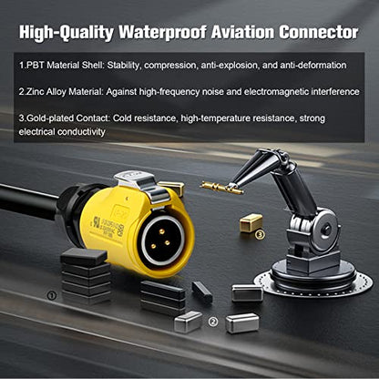 Waterproof Connectors,3 PIN Waterproof Connectors, IP67 Power Connector, Aviation Cable Connectors for Automotive, Marine, Lights, and Other Indoor/Outdoor Electrical Wire Connections - style: 3PIN-Yellow-NEW