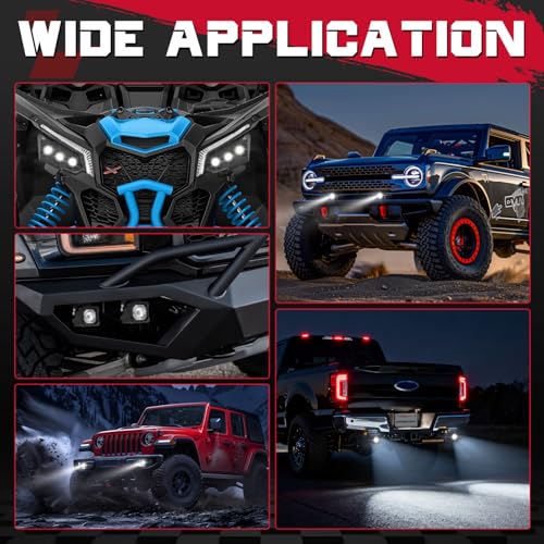 LED Pods, OFFROADTOWN 2inch 50W LED Cubes Driving Lights Pods Bumper Light Ditch Fog Reverse Light for Truck Pickup UTV ATV SUV 4x4 Car Motorcycle - Driving - color: 2inch_White Driving