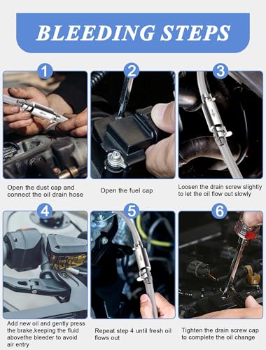 Brake Bleeder Hose Kit, Brake Fluid Bleeder Kit with 2 PCS Brake Bleeder Hose One Way Check Valve, Versatile Break Bleeder Kit for Car Motorbike Bike