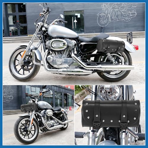 Universal Motorcycle Fork Handlebar Tool Bag Cycling Storage Pouch Bag Waterproof Faux Leather Black Item Replacement