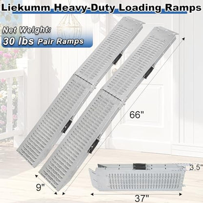 LIEKUMM 66" ATV Ramps 2-Pack, 880 lbs Heavy Duty Loading Ramps for Pickup Trucks, Folding Truck Ramps for Trailer & Lawn Mower - size: 66"L x 9"W（2pcs）