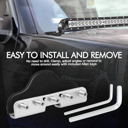 Hood Mount LED Light Pod Brackets, 2PCS Universal Light Bar Hood Mounting Bracket Clamp for Truck Pickup SUV UTV Car No Drilling 304 Stainless Steel - size: hood mount brackets