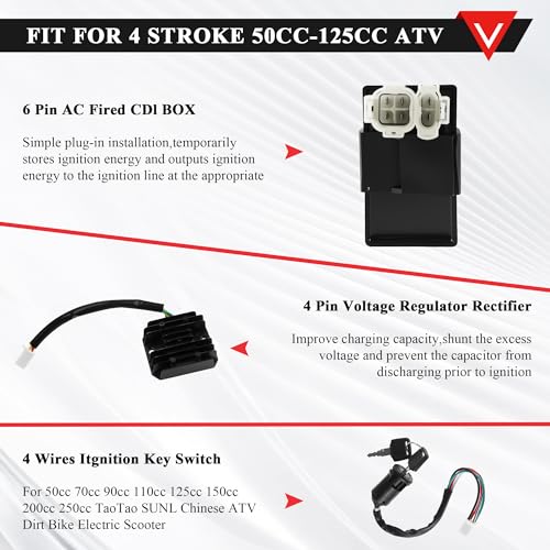 PRO BAT GY6 Full Electrics Wiring Harness W/O Waterproof Cap CDI Coil Solenoid GY6 125cc 150cc 200cc 250cc Chinese Elecric Start ATV Quad Bike Buggy Go Kart Scooter Moped Kandi - style: w/o Cap 150cc Wiring Harness（Orange Ignition Coil+Black Rectifier）