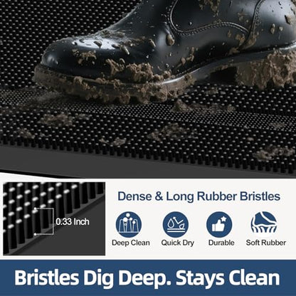 BEHERO Front Door Mat Outside Entrance, 36" x 17" Heavy Duty Rubber Outdoor Mats Enlarged for Entryway, Welcome Matt Outdoor, Dirt Trapping Waterproof - size: 1'5" x 3' (Rectangular)
