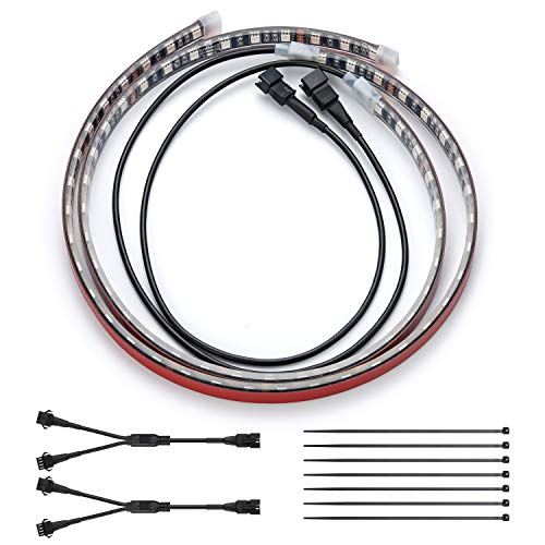 DITRIO 2pcs 2-Feet Underglow RGB Neon LED Light Strips DC 12V for Motorcycles Trikes Trailers Golf Carts ATVs UTVs (Only for InfiColors Series)