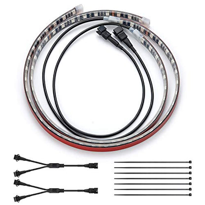 DITRIO 2pcs 2-Feet Underglow RGB Neon LED Light Strips DC 12V for Motorcycles Trikes Trailers Golf Carts ATVs UTVs (Only for InfiColors Series)