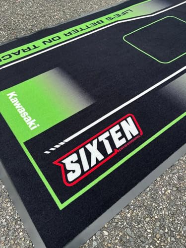 SIXTEN Motorcycle Mat for Kawasaki 37.4 × 78.7 in - Environmental Garage & Paddock Mat - Washable, Oil-Absorbing & Eco-Friendly - Protective Mat for Dirt Bike, Enduro & Motocross