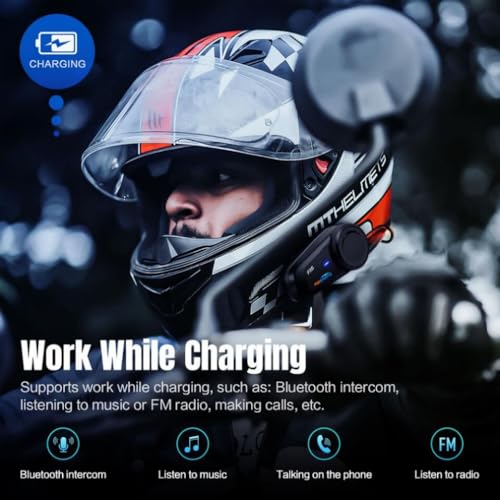 Fodsports FX6 Motorcycle Bluetooth Headset, 6 Riders Group Motorcycle Intercom Bluetooth, 1000M Motorbike Helmet Communication Systems/Voice Command/Universal Pairing/FM Radio(2 Pack) - size: 2 Pack FX6