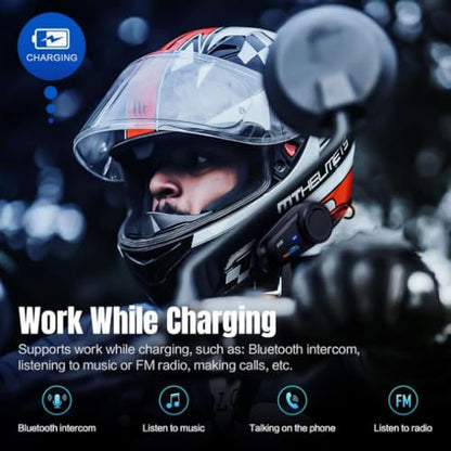 Fodsports FX6 Motorcycle Bluetooth Headset, 6 Riders Group Motorcycle Intercom Bluetooth, 1000M Motorbike Helmet Communication Systems/Voice Command/Universal Pairing/FM Radio(2 Pack) - size: 2 Pack FX6