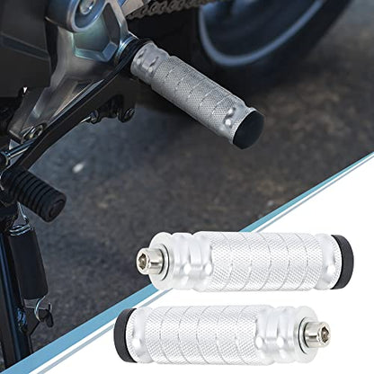 F FIERCE CYCLE 1 Pair 6mm Aluminum Aolly Motorcycle Rearsets Rear Set Footrest Footpeg Foot Rest Peg Motorbike Cycling Silver Tone - color: Silver Tone