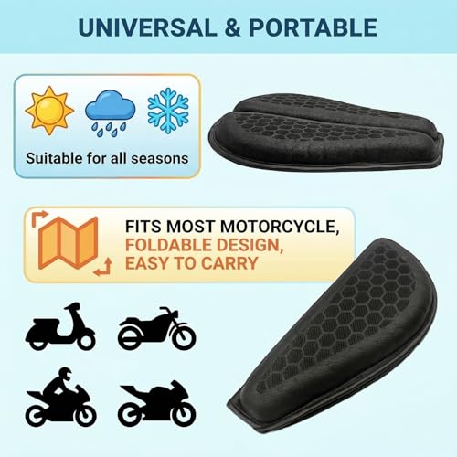 Motorcycle Seat Cushion 3D Honeycomb Motorcycle Gel Seat Cushion Petal Shape Design - Not Stuffy, Protecting Sensitive Areas, Stay Cool and Comfortable for Long Ride