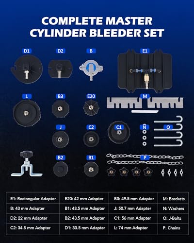 Orion Motor Tech Brake Master Cylinder Bleeder Kit, Brake Bleeder Kit with 12 Master Cylinder Adapters, Brake Bleeding Tool Compatible with Lexus BMW Toyota Audi More, Brake Fluid Bleeding Kit