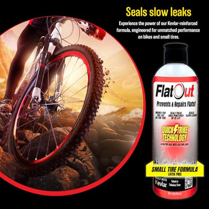 QuickStrike Tire Sealant - Small Tire/Bicycle Formula - NEW Formula - Prevents Flat Tires - Seals Leaks - Contains Kevlar - Tubeless Tire Sealant - 32 Ounce Bottle - size: 1 Pack - 32 Fl Oz