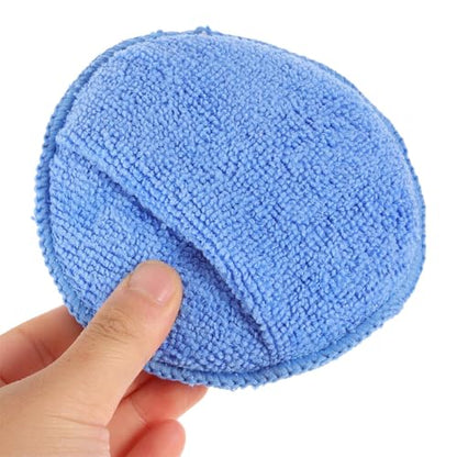 4pcs Car Wax Applicator Pads Microfiber Buffing and Polishing Sponge Set for Vehicle Cleaning and Detailing, Ultra-Soft Round Wax Pads Suitable for Cars, Motorcycles, and Bicycles