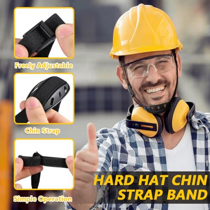 Veemoon Helmet Chin Strap：Adjustable Helmet Strap Universal Hard Hat - Chin with Elastic Band for Construction Headwear Protection Accessories (Black)