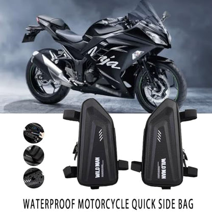 For Ninja 400 650 300 250 250R Ninja H2R ZH2 ZX10R ZX6R Motorcycle Modified Side Bag Waterproof Triangle Side Bag Hard Shell Bag (black)