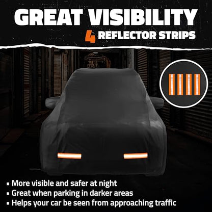 Mockins 200"x75"x57" SUV Car Cover Waterproof All Weather Heavy Duty Tarp | Dual-Layer 250G PVC & Soft Cotton Lining Full Exterior Covers | Windproof Large Car Cover for Snow & Rain with Buckle Strap - size: SUV - Large - 200" x 75" x 57"