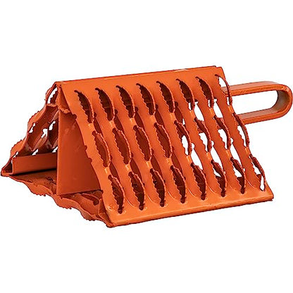 Buyers Products WC091061 Orange Powder Coated Galvanized Serrated Wheel Chock with Built-in Handle, 9 x 10 x 6 Inch, Extra Grip for Off-Road, Ice & Snow Conditions; Stable Tire & Trailer Chock