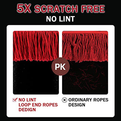 Car Duster Exterior Scratch Free,Car Dust Brush with Extendable Telescoping Handle to Remove Dust Pollen,Duster for Car,Truck,RV and Motorcycle,Large Auto Mop Duster Head, Wax Cotton Hair - color: Red Set-cotton