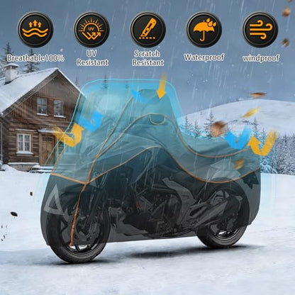Specialized Hail Protector Motorcycle Cover, Multi-Layered Motorcycle Hail Blankets Protector Cover with 5mm Thick High Density EVA Cushioning Foam Pad and Reflective Stripes, 110L x 43W x 57H in - size: Motorcycle