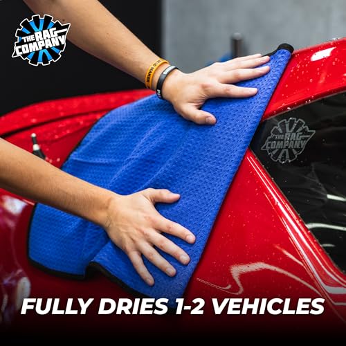 The Rag Company Dry Me A River, Professional Korean 70/30 Blend Microfiber Waffle-Weave Drying & Detailing Towels, Soft Suede Edges, 390 GSM, 20x40 Inches, Royal Blue, 2-Pack - color: Royal Blue, size: 20in x 40in