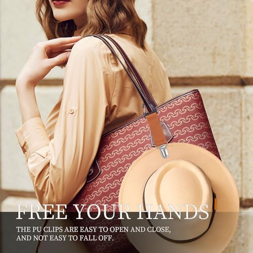 4Pcs Elastic Hat Clip for Travel, Hat Holder Hands Free Bag Accessory for Traveling Bags, Backpacks, Purses, Totes Black - color: Navy, Brown, Beige, Tan