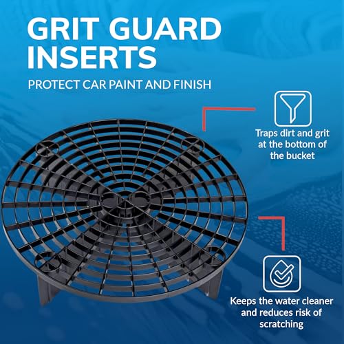 Grit Guard 5 Gallon Washing System | Includes 5 Gallon Bucket, Grit Guard, Bucket Dolly, and Gamma Seal Lid | for Car Wash and Detailing | Black - Made in the USA - color: Black