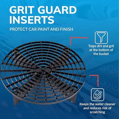 Grit Guard 5 Gallon Washing System | Includes 5 Gallon Bucket, Grit Guard, Bucket Dolly, and Gamma Seal Lid | for Car Wash and Detailing | Red - Made in the USA - color: Red