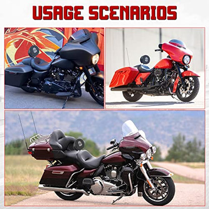 INNOGLOW Motorcycle Backrest - Adjustable Detachable Plug-In Driver Rider Backrest Black Back Rest Pad Fit for Harley Davidson Touring Electra Glide Road Glide Street Glide Road King - color: Style-1/Chrome Arm(with skull printed)
