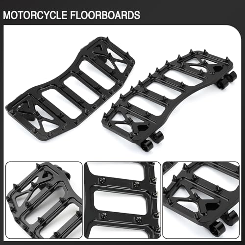 MX Wide Floorboards Foot Pegs Brake Pedal Cover Shifter Peg Kit for Harley Touring 1986-2023 Road Glide Street Glide 86-2017 Softail Fat Boy FL 2012-2016 Dyna FLD (Black) - color: Black