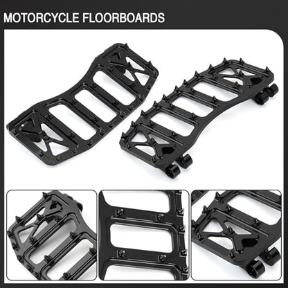 MX Wide Floorboards Foot Pegs Brake Pedal Cover Shifter Peg Kit for Harley Touring 1986-2023 Road Glide Street Glide 86-2017 Softail Fat Boy FL 2012-2016 Dyna FLD (Black) - color: Black